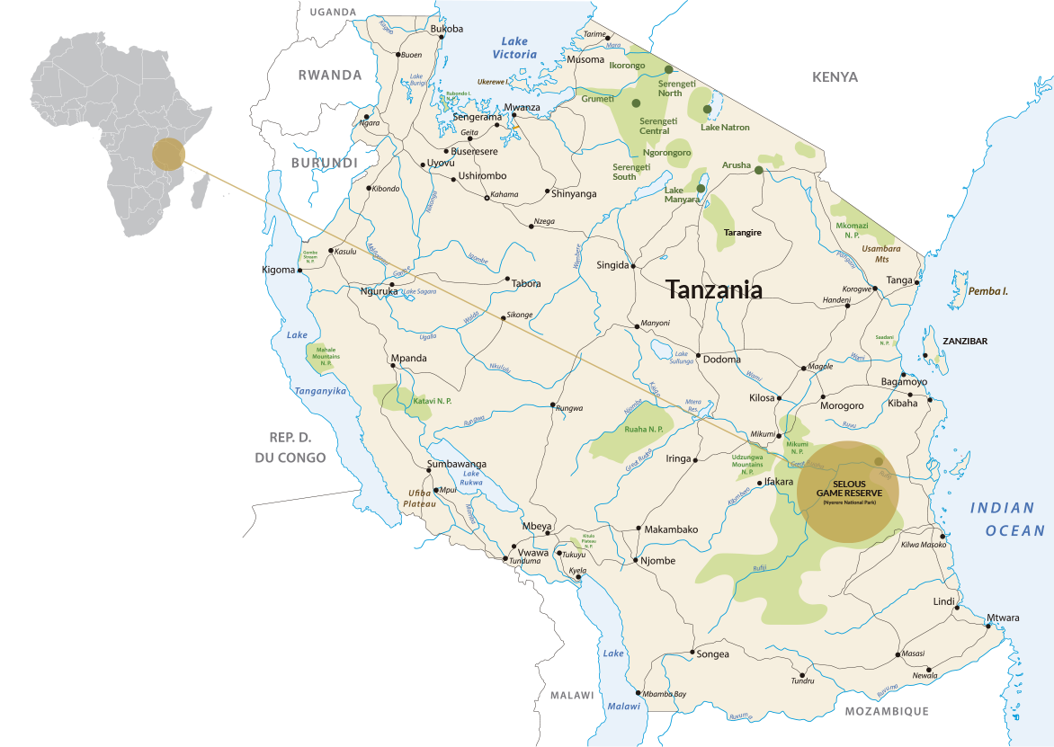 map-selous-tanzania-africa